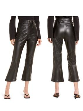 AmyLynn Nelly Faux Leather Kick Flare Crop Pants Size Medium